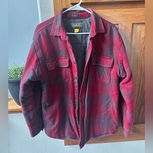 Cabela's Red and Black Plaid Shirt Jacket
